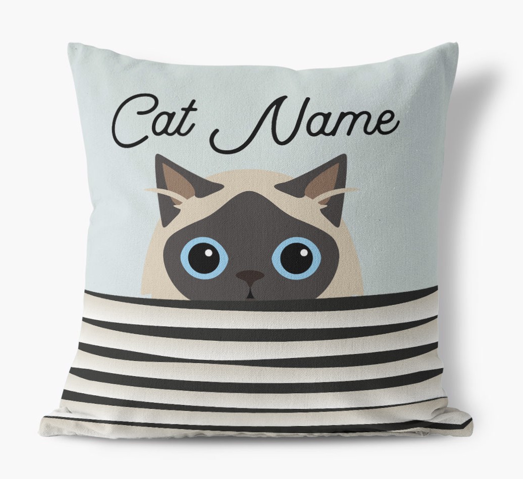 Peeking Cat: Personalised {breedCommonName} Canvas Cushion