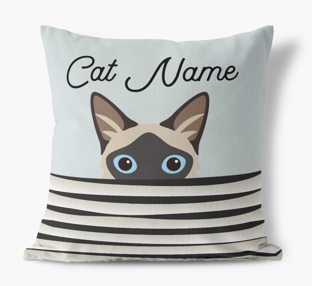 Peeking Cat: Personalised {breedCommonName} Canvas Cushion