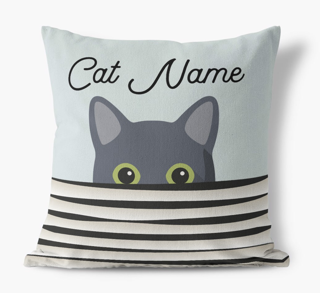Peeking Cat: Personalised {breedCommonName} Canvas Cushion
