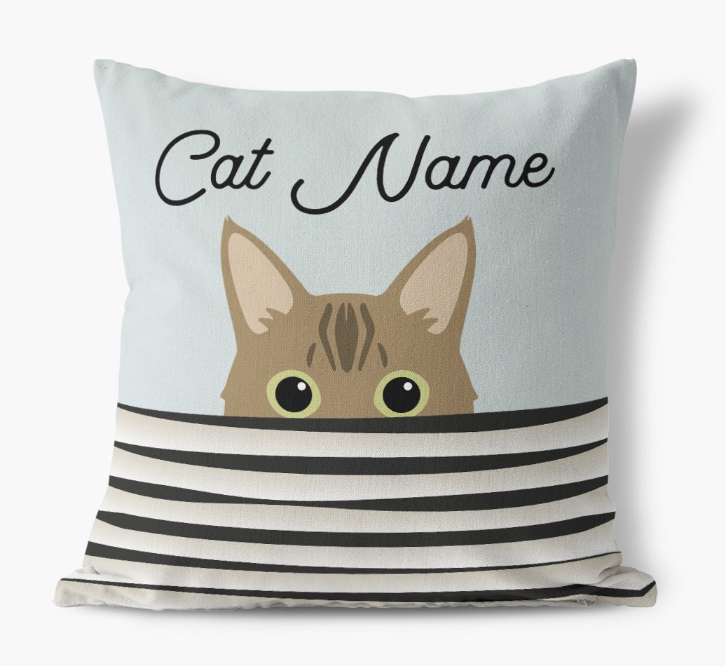 Peeking Cat: Personalised {breedCommonName} Canvas Cushion