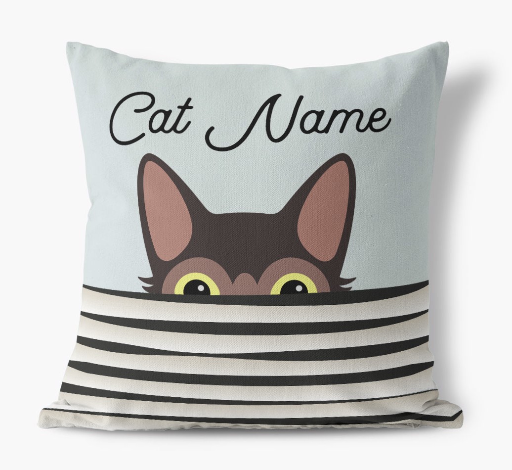 Peeking Cat: Personalised {breedCommonName} Canvas Cushion