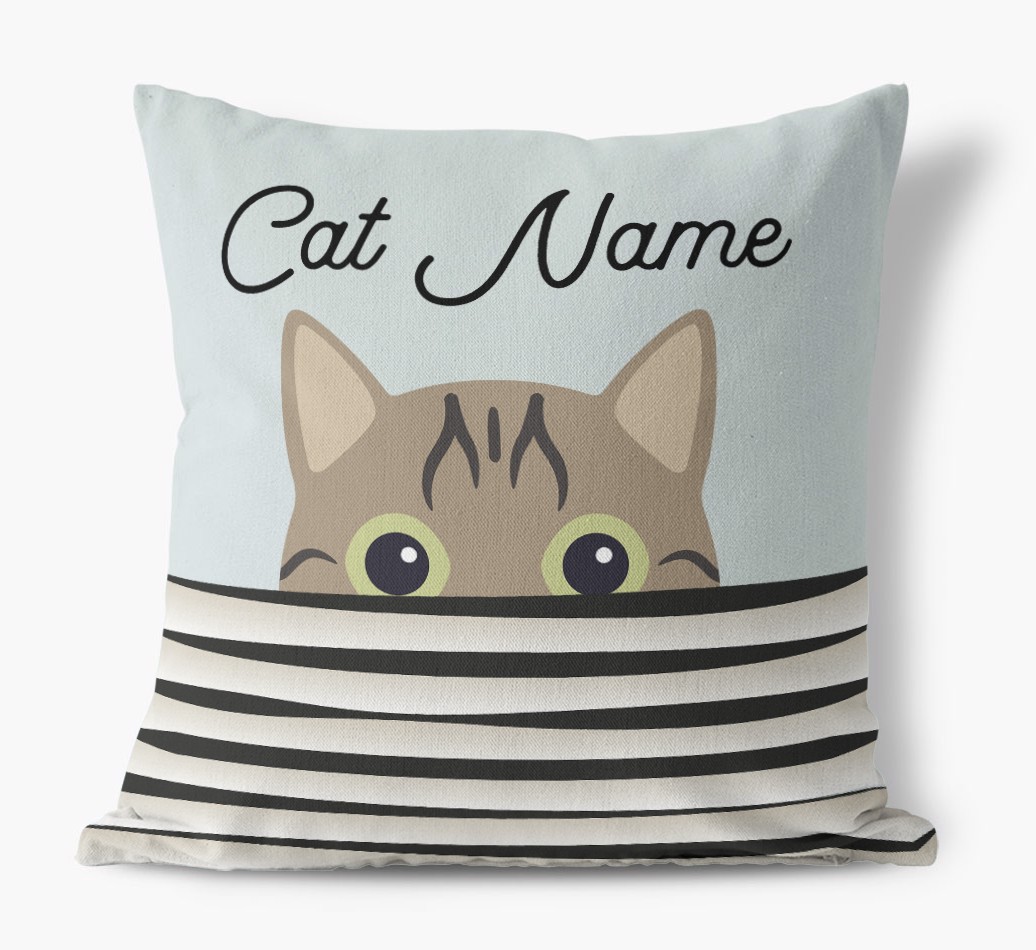 Peeking Cat: Personalised {breedCommonName} Canvas Cushion