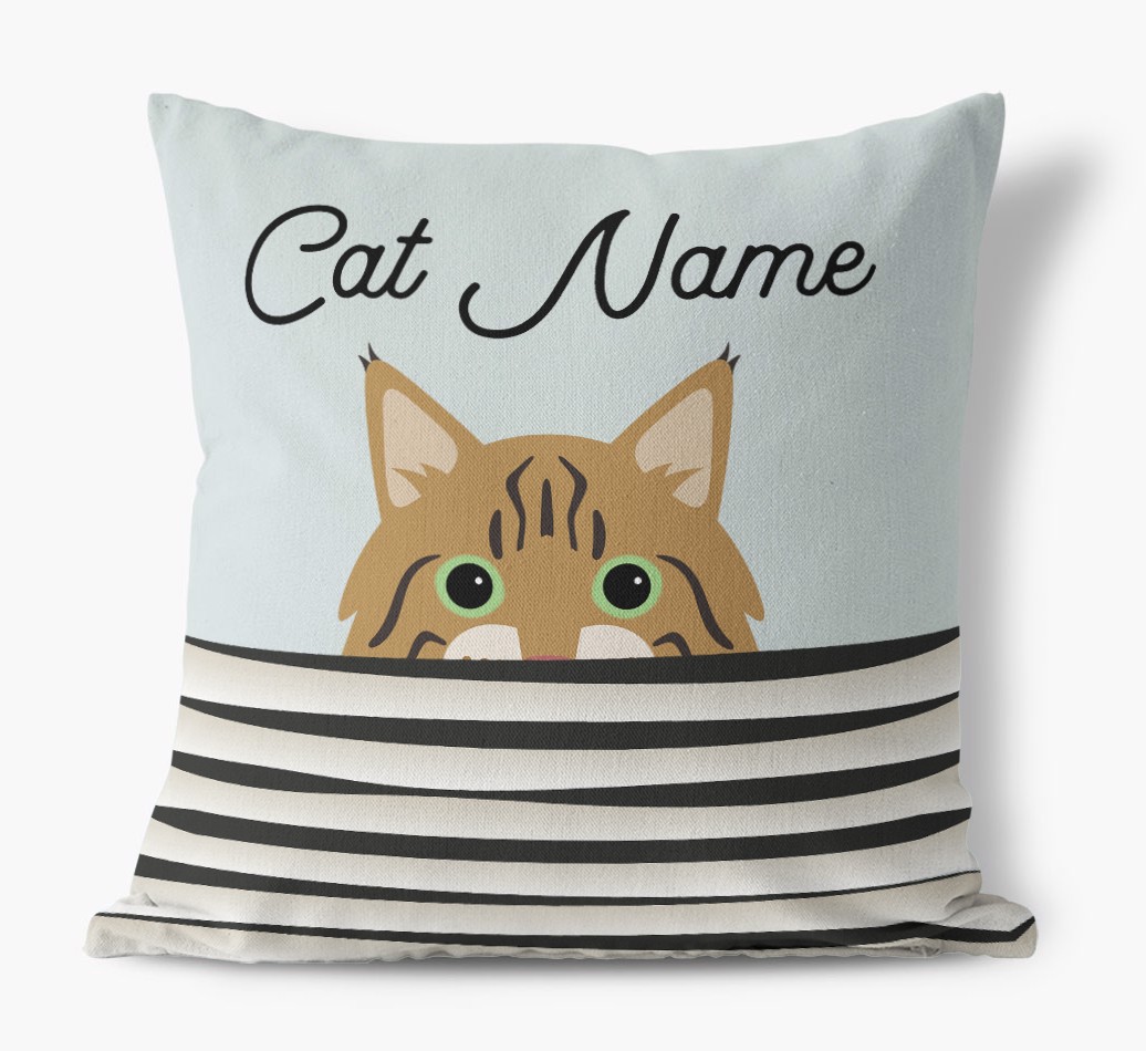 Peeking Cat: Personalised {breedCommonName} Canvas Cushion