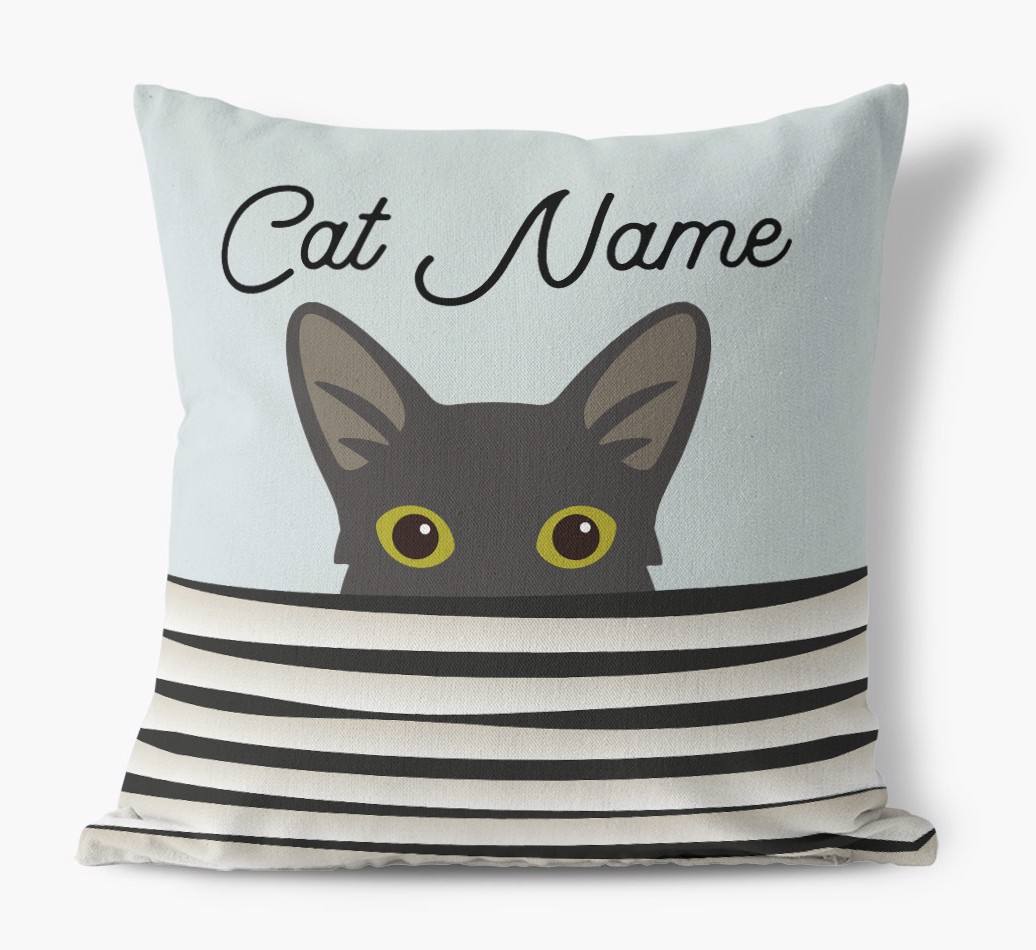 Peeking Cat: Personalised {breedCommonName} Canvas Cushion