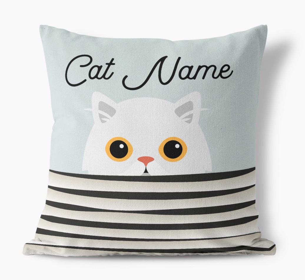 Peeking Cat: Personalised {breedCommonName} Canvas Cushion