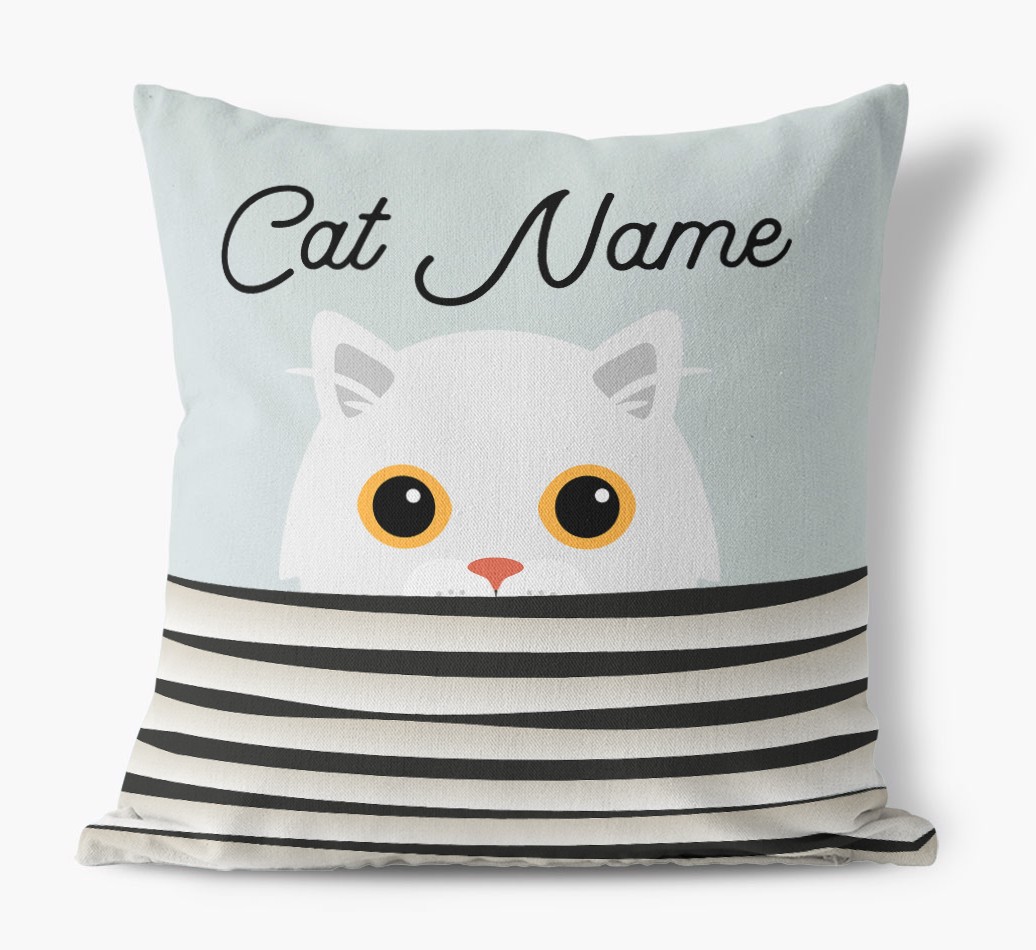 Peeking Cat: Personalised {breedCommonName} Canvas Cushion