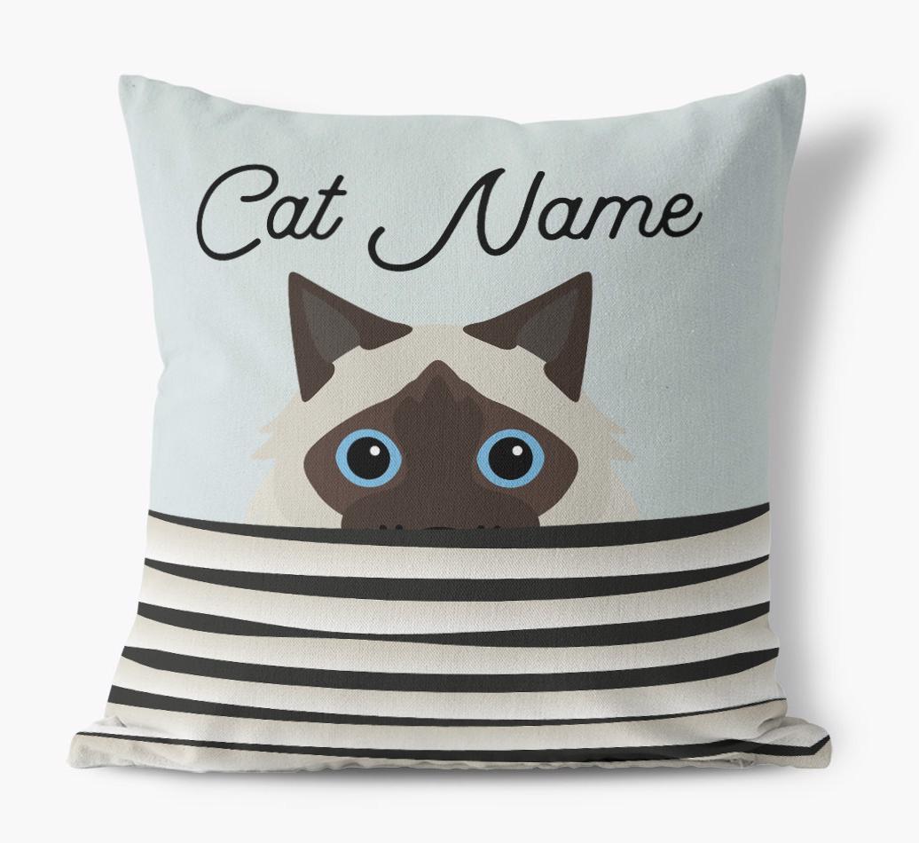 Peeking Cat: Personalized {breedCommonName} Canvas Pillow