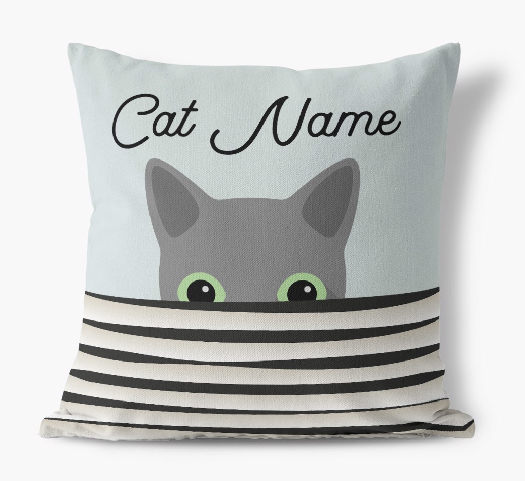 Peeking Cat: Personalised {breedCommonName} Canvas Cushion