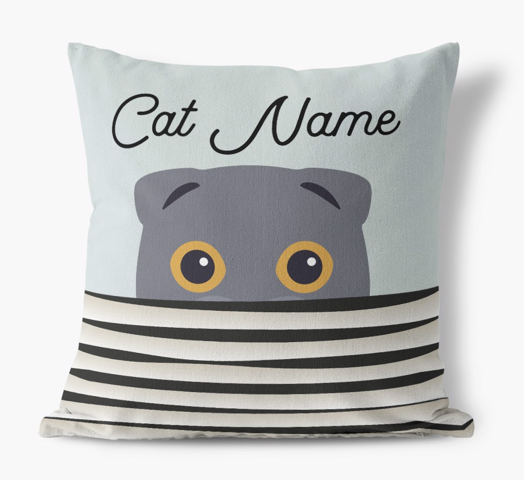 Peeking Cat: Personalised {breedCommonName} Canvas Cushion