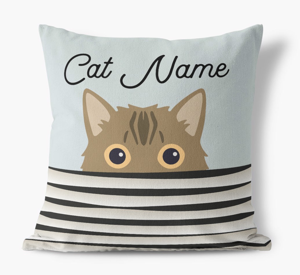 Peeking Cat: Personalised {breedCommonName} Canvas Cushion