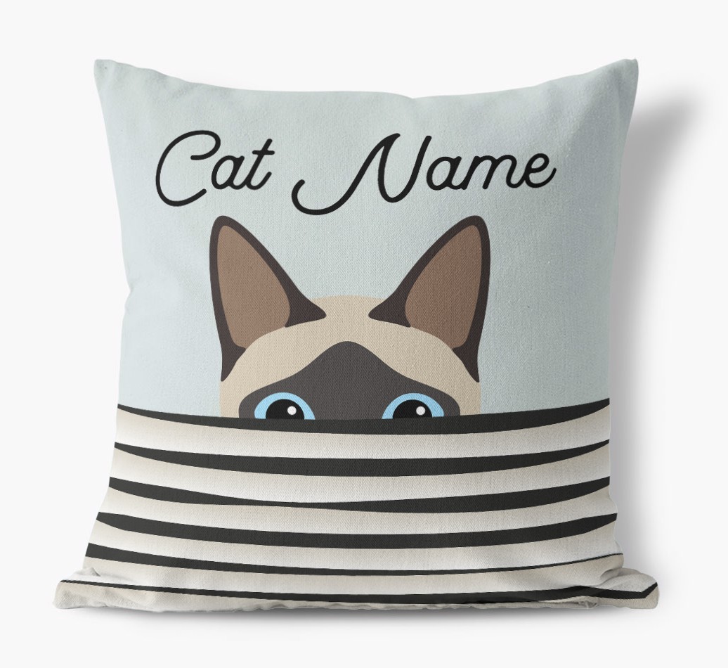 Peeking Cat: Personalised {breedCommonName} Canvas Cushion