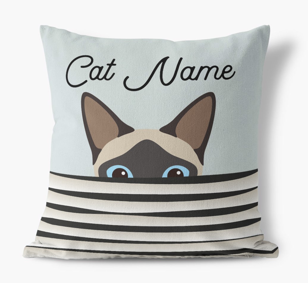 Peeking Cat: Personalised {breedCommonName} Canvas Cushion
