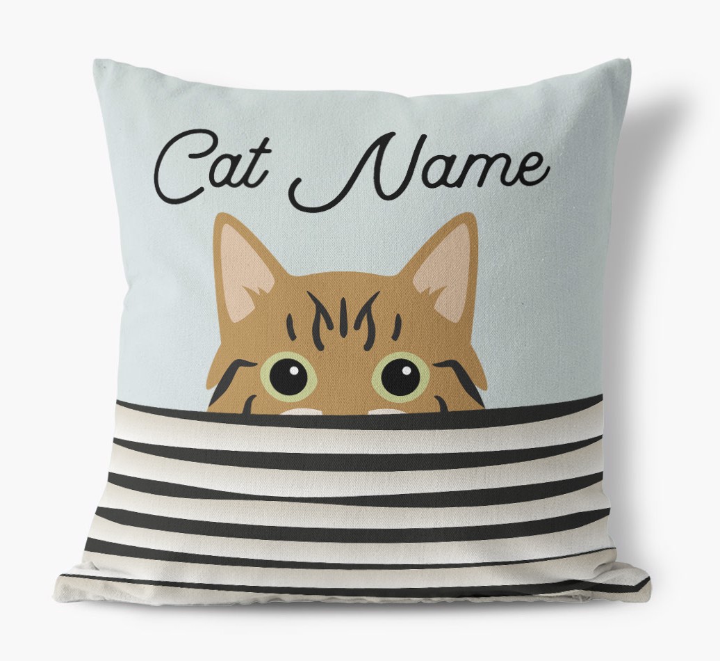 Peeking Cat: Personalised {breedCommonName} Canvas Cushion