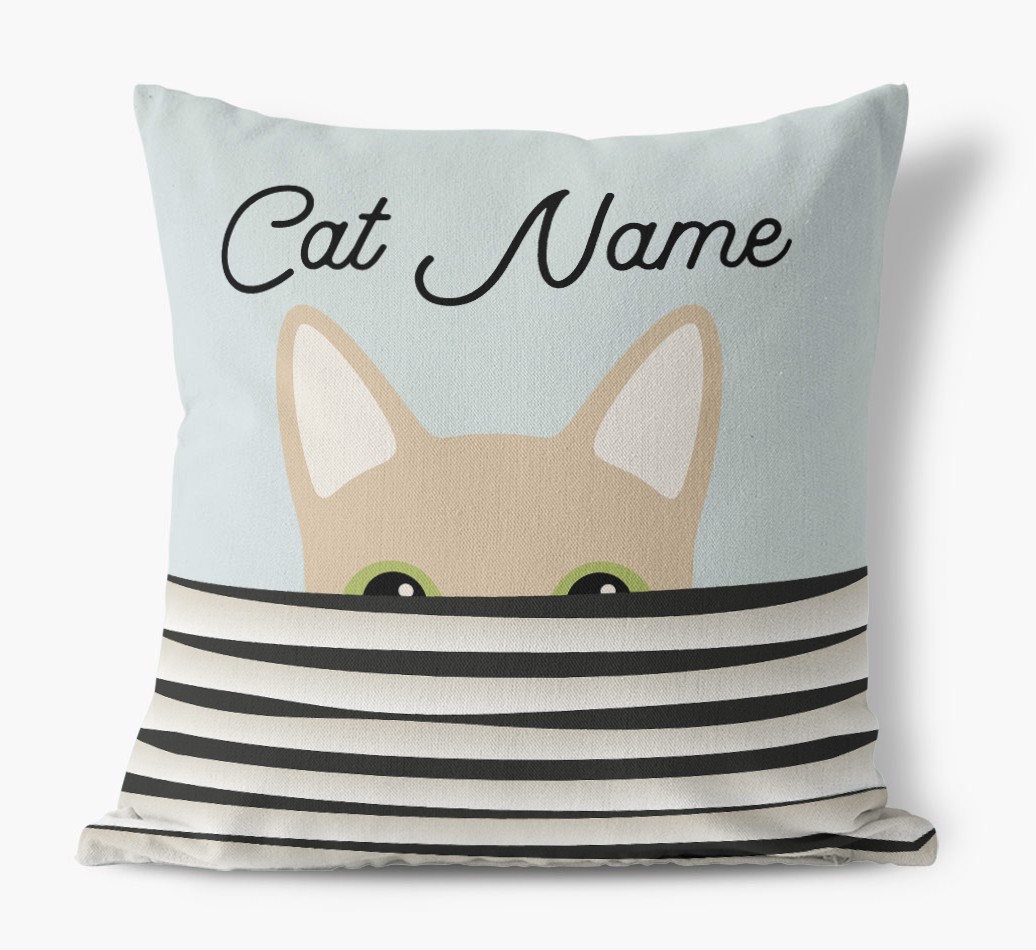 Peeking Cat: Personalised {breedCommonName} Canvas Cushion
