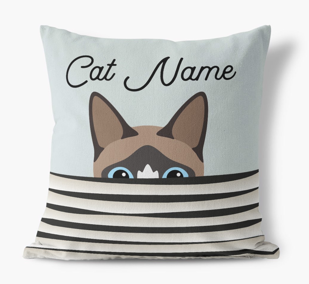 Peeking Cat: Personalised {breedCommonName} Canvas Cushion