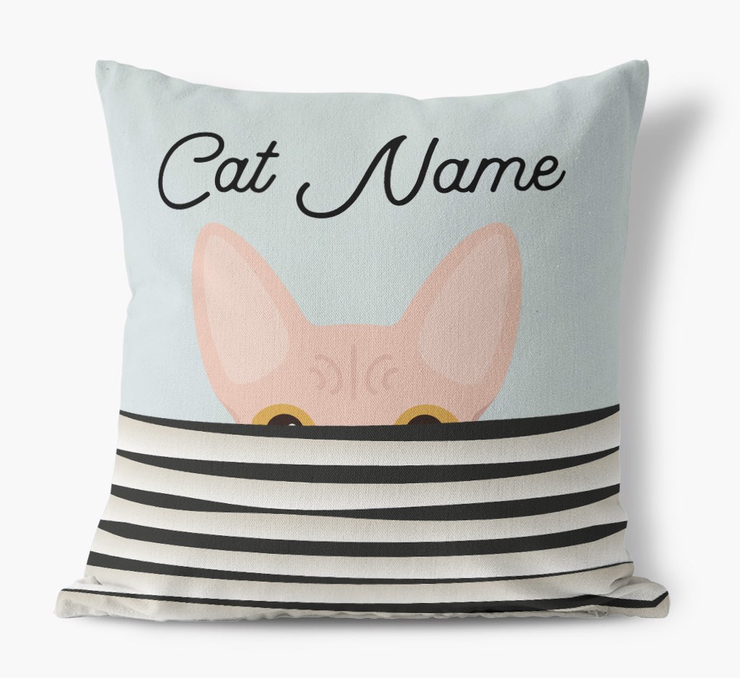 Peeking Cat: Personalised {breedCommonName} Canvas Cushion