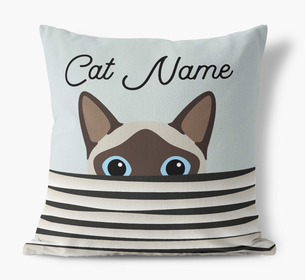 Peeking Cat: Personalised {breedCommonName} Canvas Cushion