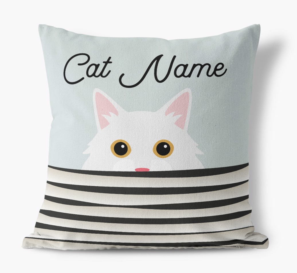 Peeking Cat: Personalised {breedCommonName} Canvas Cushion