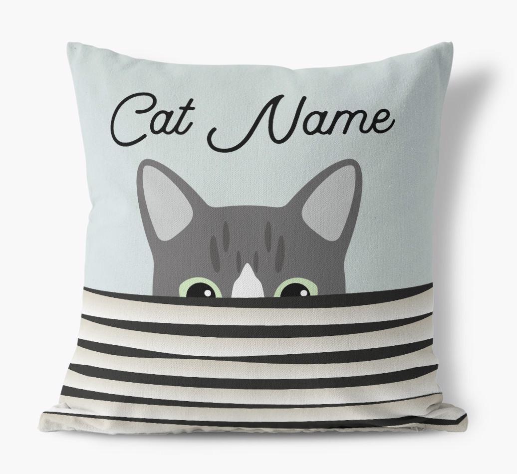Peeking Cat: Personalized {breedCommonName} Canvas Pillow