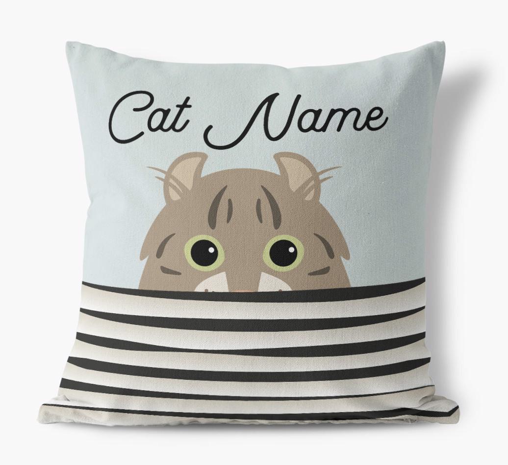 Peeking Cat: Personalized {breedCommonName} Canvas Pillow