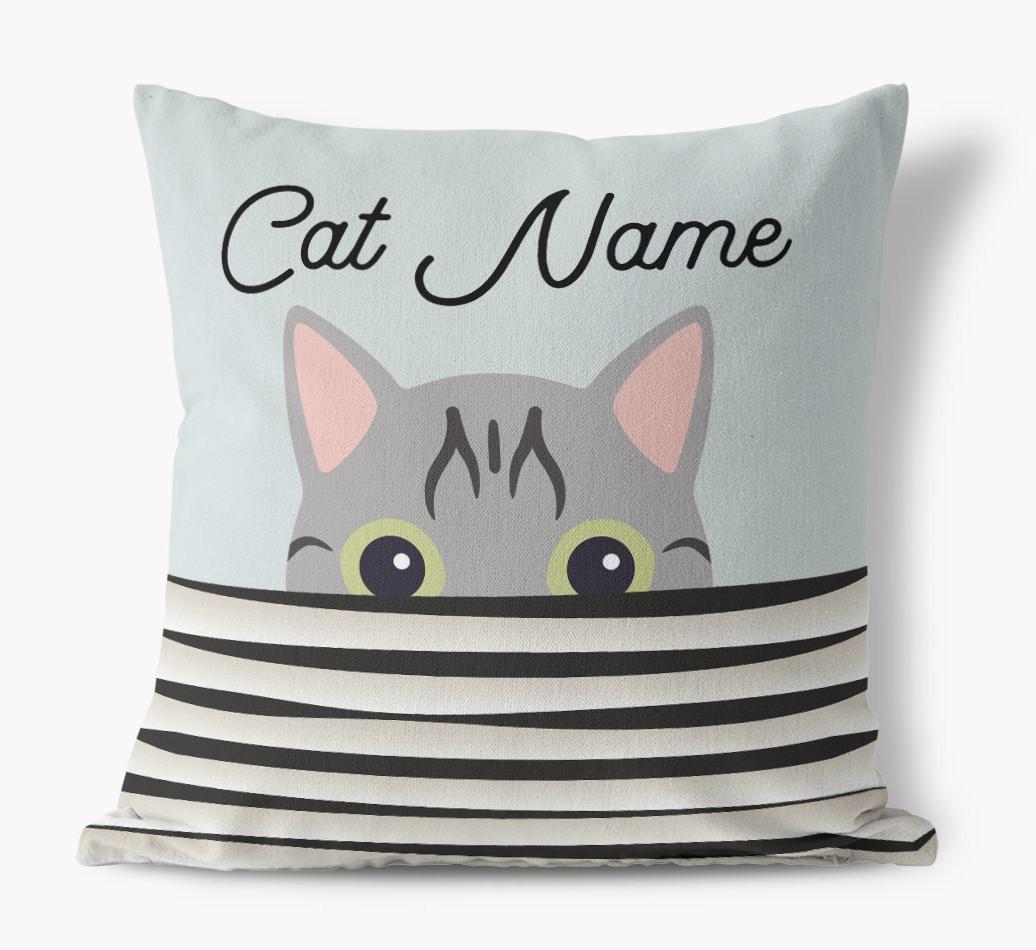 Peeking Cat: Personalized {breedCommonName} Canvas Pillow