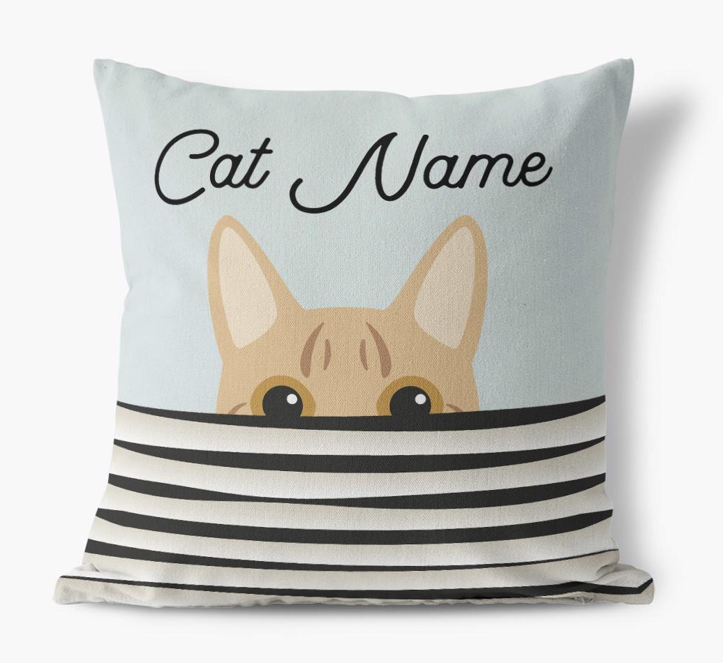 Peeking Cat: Personalized {breedCommonName} Canvas Pillow