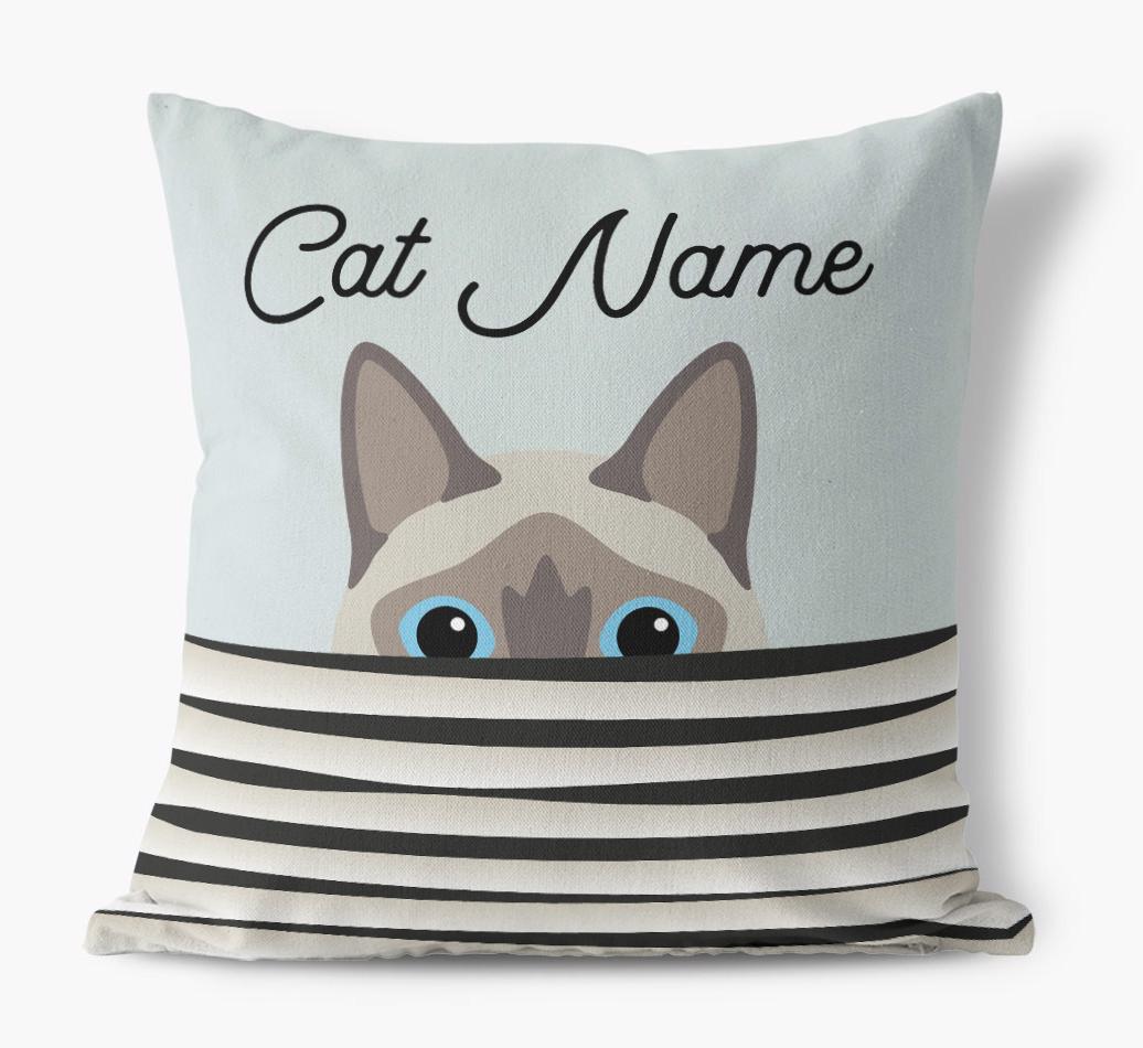 Peeking Cat: Personalized {breedCommonName} Canvas Pillow