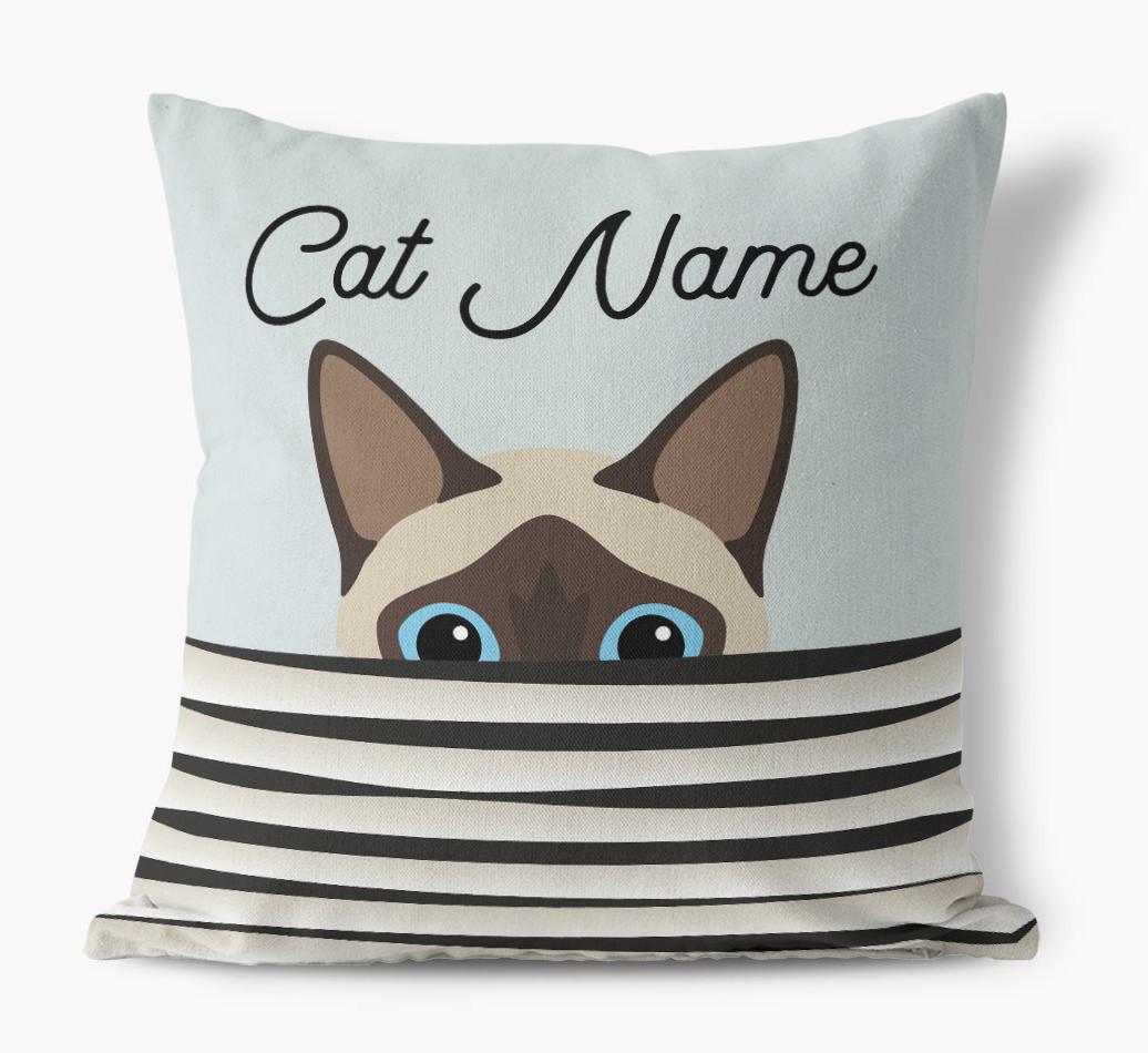 Peeking Cat: Personalized {breedCommonName} Canvas Pillow