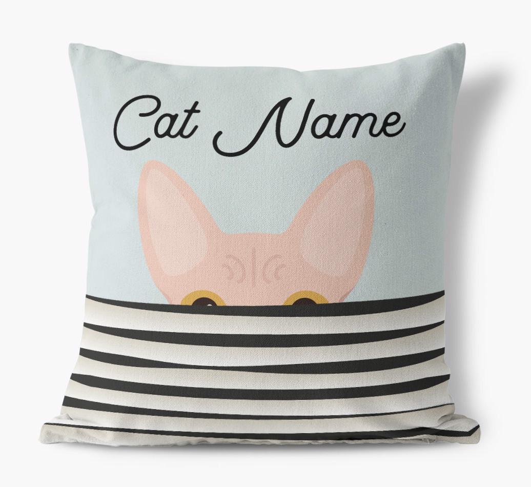 Peeking Cat: Personalized {breedCommonName} Canvas Pillow