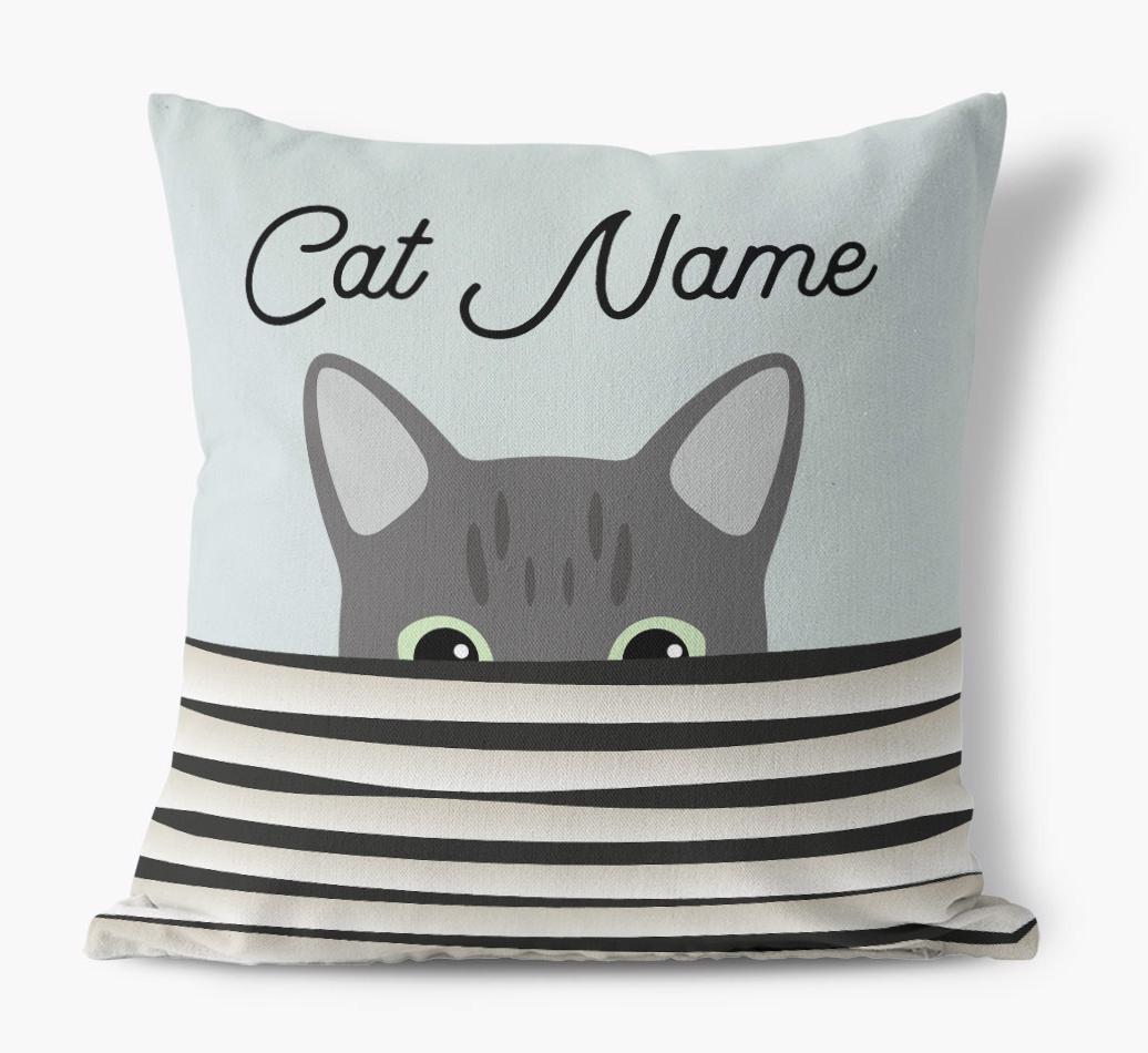 Peeking Cat: Personalized {breedCommonName} Canvas Pillow