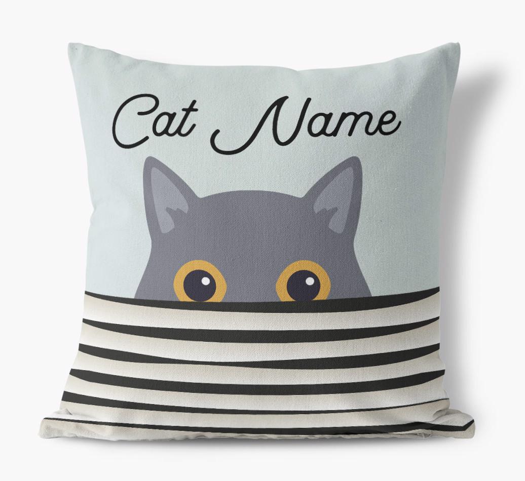 Peeking Cat: Personalized {breedCommonName} Canvas Pillow