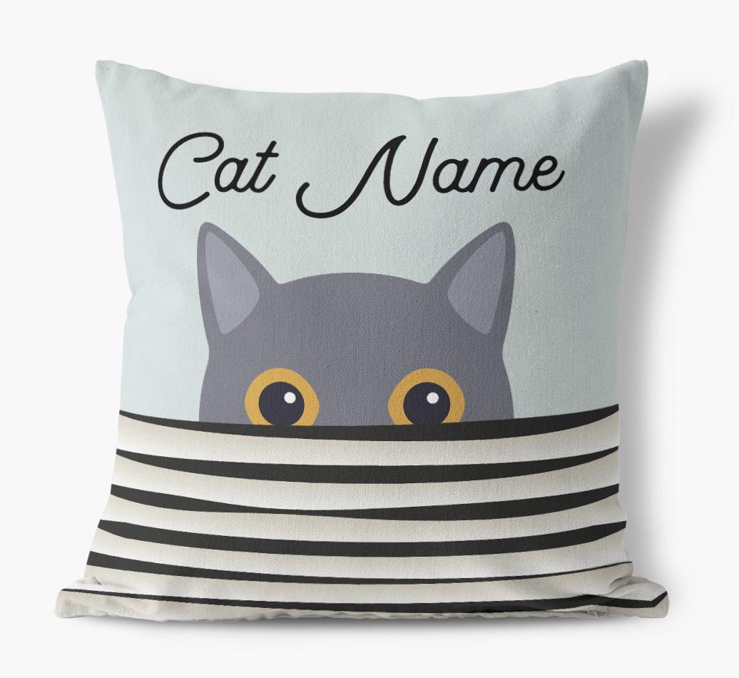 Peeking Cat: Personalized {breedCommonName} Canvas Pillow