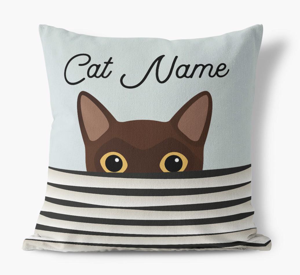 Peeking Cat: Personalized {breedCommonName} Canvas Pillow