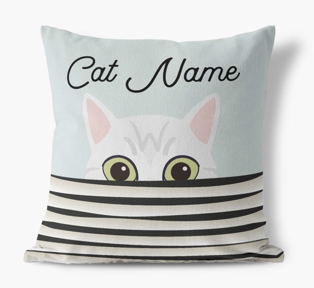 Peeking Cat: Personalized {breedCommonName} Canvas Pillow