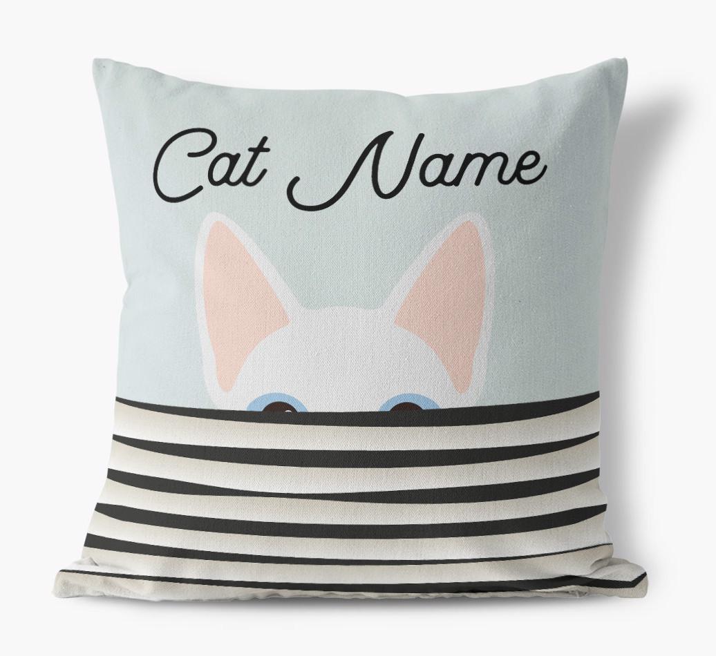Peeking Cat: Personalized {breedCommonName} Canvas Pillow