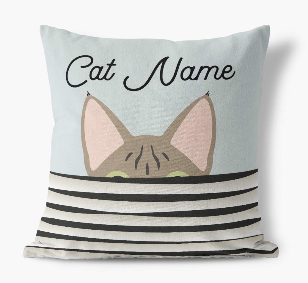 Peeking Cat: Personalized {breedCommonName} Canvas Pillow