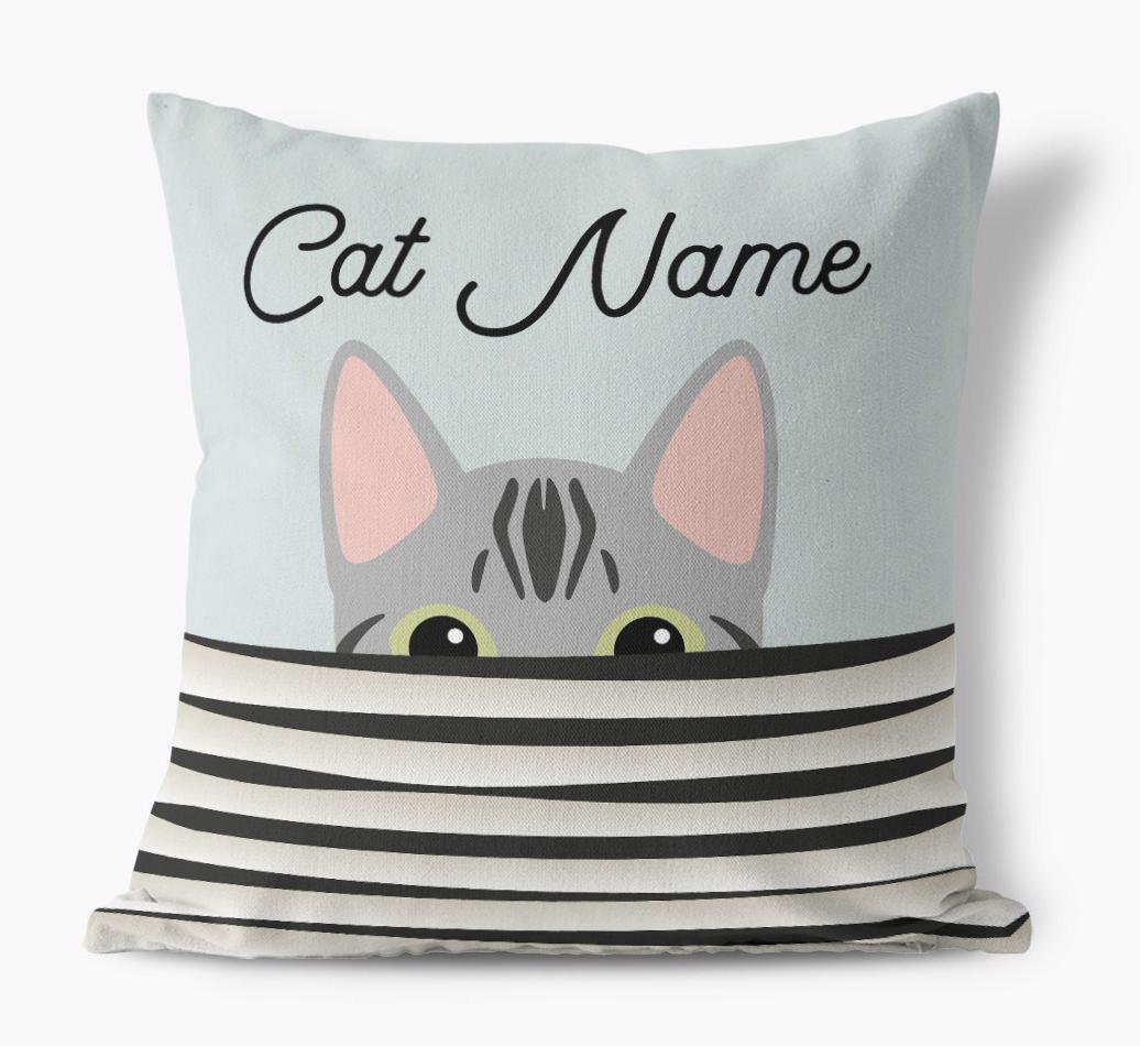 Peeking Cat: Personalized {breedCommonName} Canvas Pillow