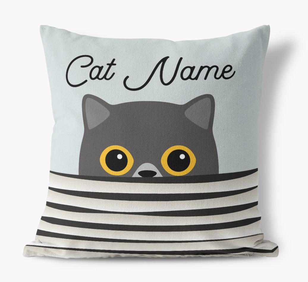 Peeking Cat: Personalized {breedCommonName} Canvas Pillow