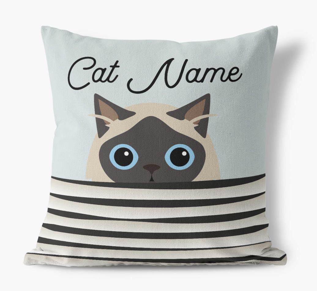 Peeking Cat: Personalized {breedCommonName} Canvas Pillow