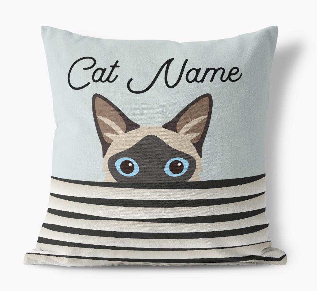 Peeking Cat: Personalized {breedCommonName} Canvas Pillow