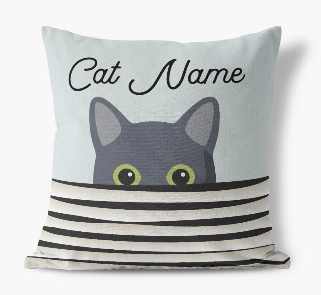 Peeking Cat: Personalized {breedCommonName} Canvas Pillow