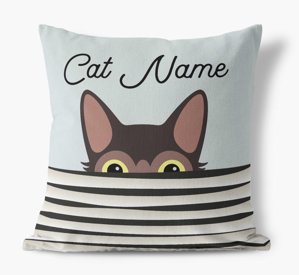 Peeking Cat: Personalized {breedCommonName} Canvas Pillow