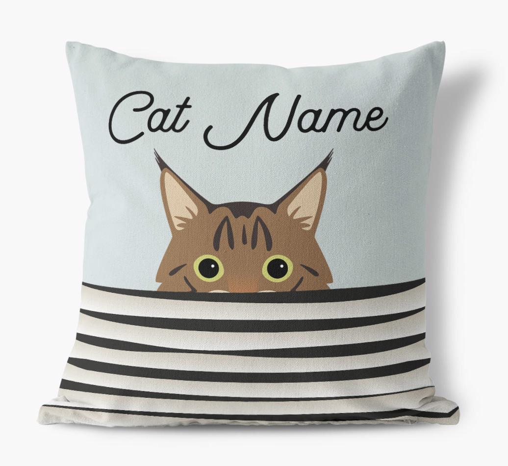Peeking Cat: Personalised {breedCommonName} Canvas Cushion