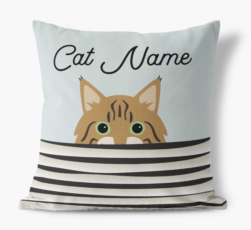 Peeking Cat: Personalized {breedCommonName} Canvas Pillow