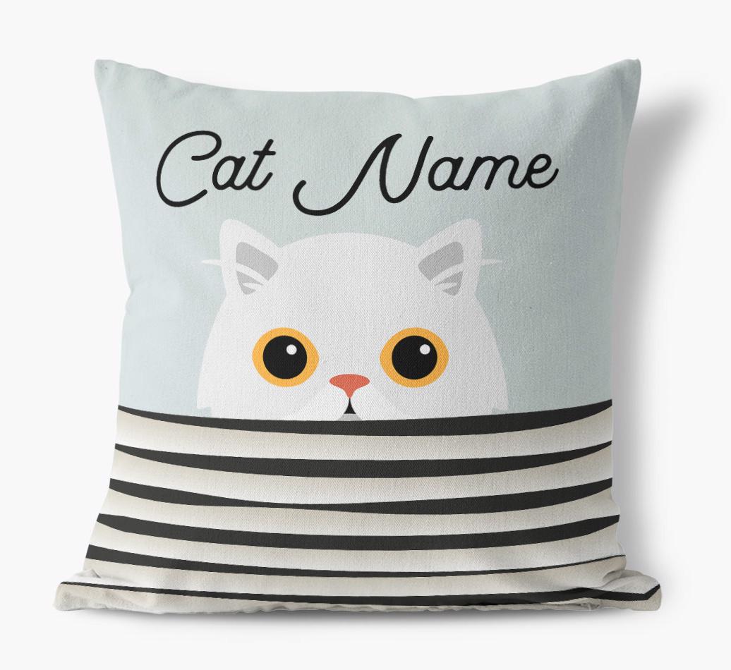 Peeking Cat: Personalized {breedCommonName} Canvas Pillow
