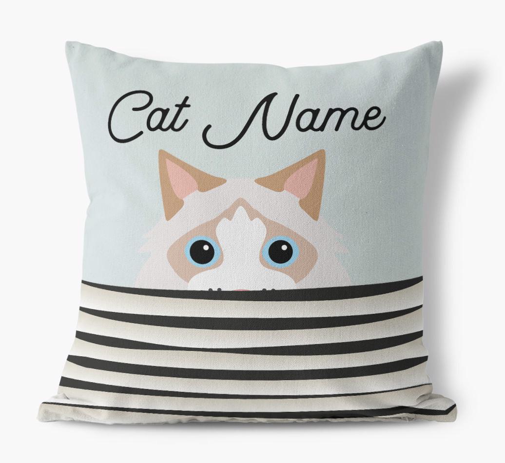 Peeking Cat: Personalized {breedCommonName} Canvas Pillow
