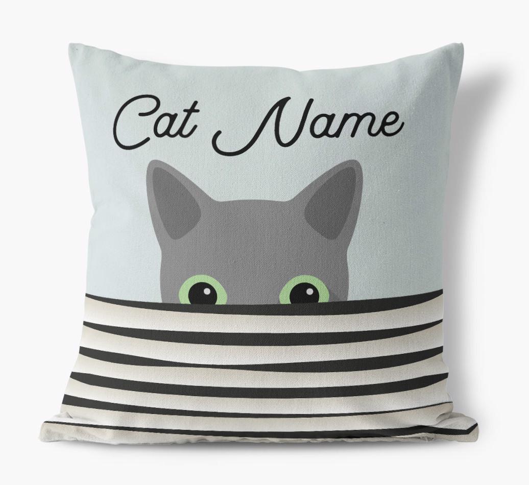Peeking Cat: Personalized {breedCommonName} Canvas Pillow