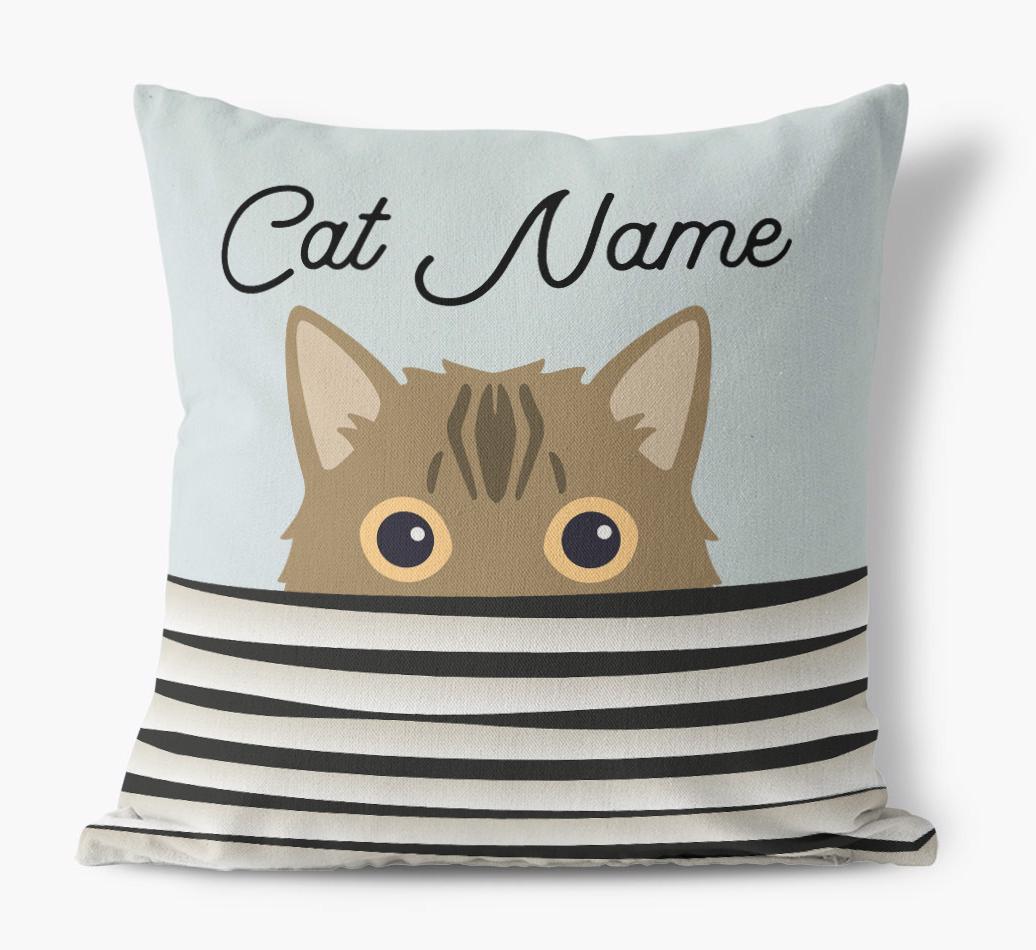 Peeking Cat: Personalized {breedCommonName} Canvas Pillow