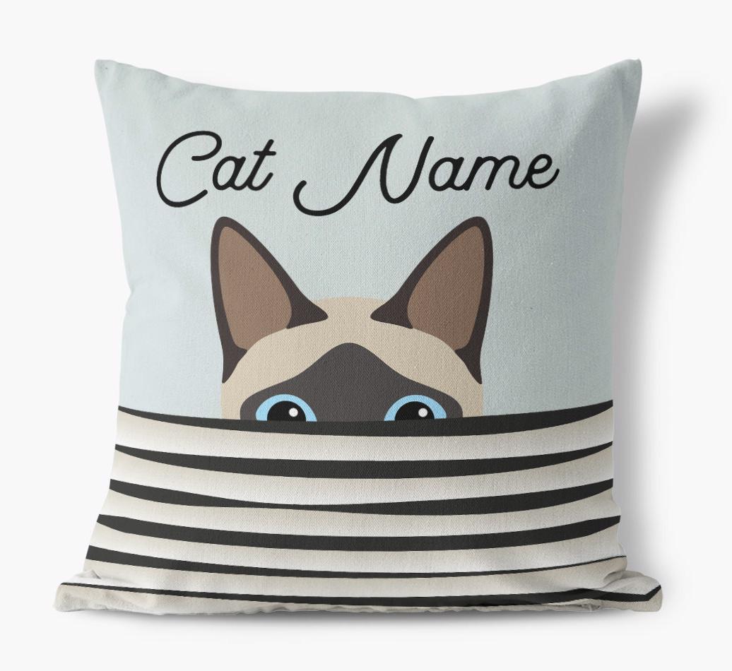 Peeking Cat: Personalized {breedCommonName} Canvas Pillow
