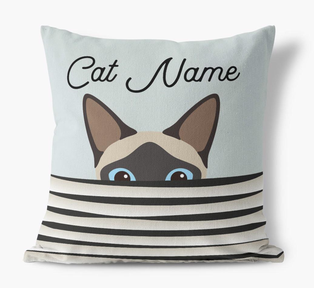 Peeking Cat: Personalized {breedCommonName} Canvas Pillow